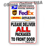 Please Deliver All Packages To Front Door Thank You   Sign / Decal   /  Dhl / I332 / Delivery Instructions / Usps / Magnetic Sign