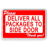 Please Deliver All Packages To Side Door  Sign / Decal   /   Delivery Si228 / Magnetic Sign