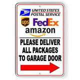 Deliver All Packages To Garage Door Arrow Right Sign / Decal  Delivery Usps Si076 / Magnetic Sign