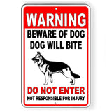Warning Beware Of Dog Will Bite Do Not Enter German Shepherd Sign / Decal  Bd36 / Magnetic Sign