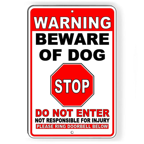 Warning Beware Of Dog Will Bite Stop Do Not Enter Ring Doorbell Sign / Decal  Bd38 / Magnetic Sign