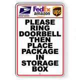 Ring Doorbell Then Deliver Packages To Storage Box Sign / Decal   /  I260 / Magnetic Sign