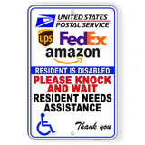 Delivery Handicapped Resident Disabled Knock And Wait Sign / Decal   /  I247 / Magnetic Sign