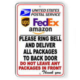 Ring Bell Deliver Package To Back Do Not Leave Front Sign / Decal   /  Si133Ty / Magnetic Sign
