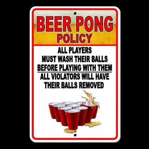 Beer Pong Policy Sign / Decal  College Man Cave Table Balls Cup Pool Novelty Sf016 / Magnetic Sign