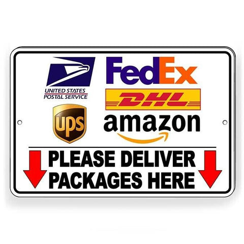 Deliver Packages Here Arrows Down Sign / Decal  Delivery Si342 / Magnetic Sign