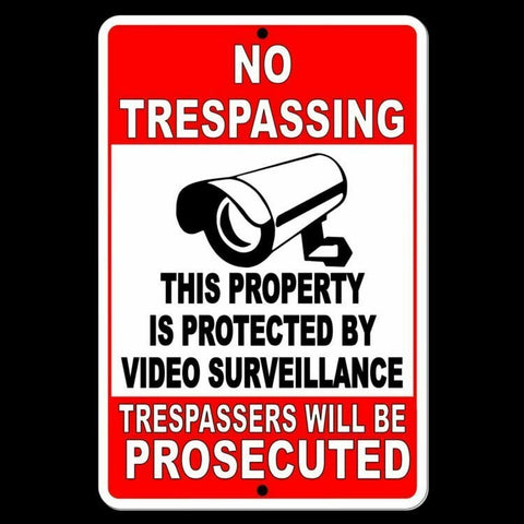 No Trespassing Property Protected Video Surveillance Sign / Decal  Warning Security Camera  / Magnetic Sign