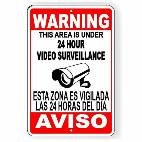 Cctv Warning Security Audio Video Surveillance Camera Sign / Decal  English / Spanish Ss004 / Magnetic Sign