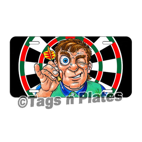 Dart Player League Throwing License Plate Tag Or Decal Personalized Man Cave Darts Lsp022