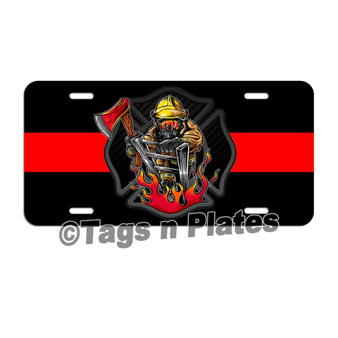 Fire Fighter / Fire Department / Red Line / Volunteer Fire Department / Fire Truck / License Plate / Tag / Decal Volunteer Fireman Lf076
