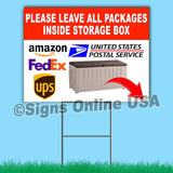 Leave All Packages Inside Storage Box Sign / Magnetic Sign / Decal  /  Usps / I442 / Delivery Driver Instructions Bin Deliver