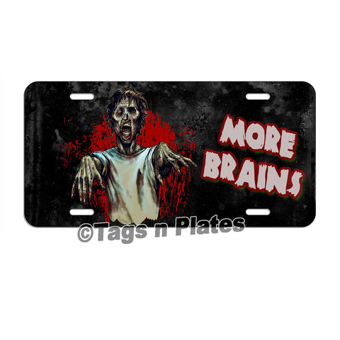 Zombie More Brains License Plate / Motorcycle Plate / Bicycle Plate / Decal Walking Dead Apocalypse Lmo001