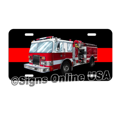 Fire Fighter / Fire Department / Red Line / Volunteer Fire Department / Fire Truck / License Plate / Tag / Decal Volunteer Fireman Lf060