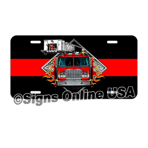 Fire Fighter / Fire Department / Red Line / Volunteer Fire Department / Fire Truck / License Plate / Tag / Decal Volunteer Fireman Lf061