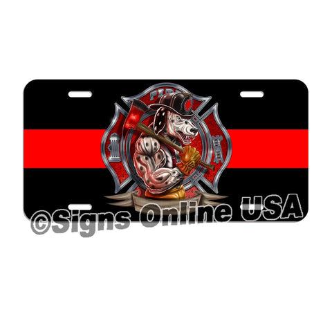 Fire Fighter / Fire Department / Red Line / Volunteer Fire Department / Fire Truck / License Plate / Tag / Decal Volunteer Fireman Lf063