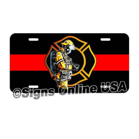 Fire Fighter / Fire Department / Red Line / Volunteer Fire Department / Fire Truck / License Plate / Tag / Decal Volunteer Fireman Lf064
