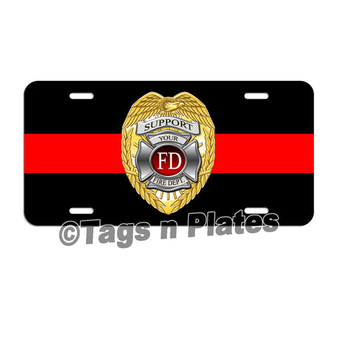 Fire Fighter / Fire Department / Red Line / Volunteer Fire Department / Fire Truck / License Plate / Tag / Decal Volunteer Fireman Lf084