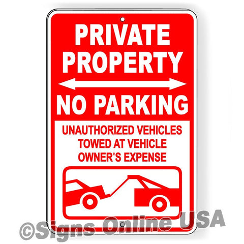 Private Property No Parking Vehicles Towed Sign / Decal  Spp022 / Magnetic Sign